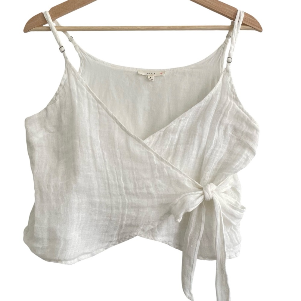 Le Lis Linen Top Halter Bow Cottagecore Prairie Coastal Lagenlook Feminine S